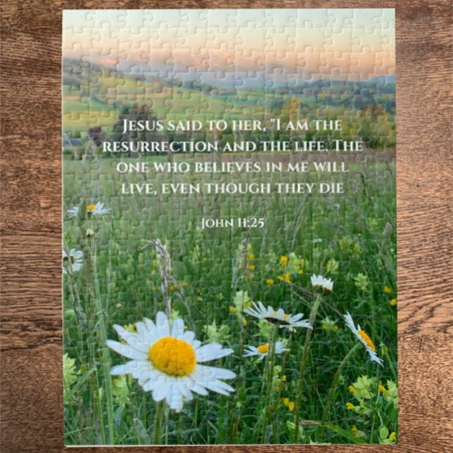 Puzzle Biblia cristiana personalizado versus naturaleza o (This unique jigsaw puzzle is my original photo of Swiss meadow wildflowers with custom Bible verse.
)