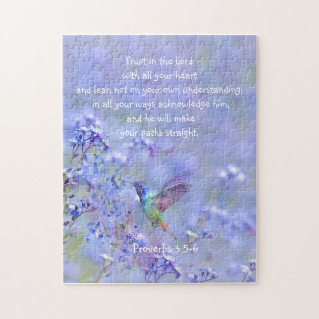 Puzzle Biblia Floral de Hummingbird Bird Blue Garden (Vertical)