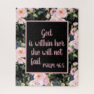 Puzzle Biblia Floral Rosa Negra Versículo Cristiano Dios 