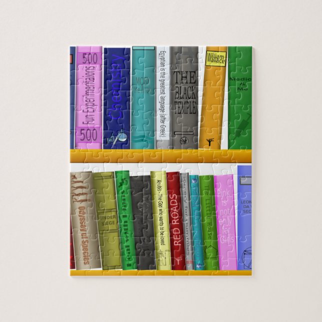 Puzzle biblioteca de libros estantes leyendo (Vertical)