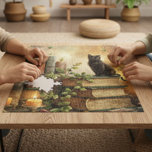 Puzzle Biblioteca Encantada del Gato Negro