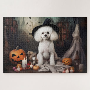Puzzle Bichon Frise Calabazas Halloween Espeluznante