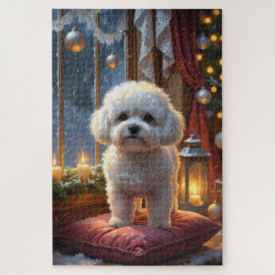 Puzzle Bichon Frise Con Luces de Navidad Fiesta