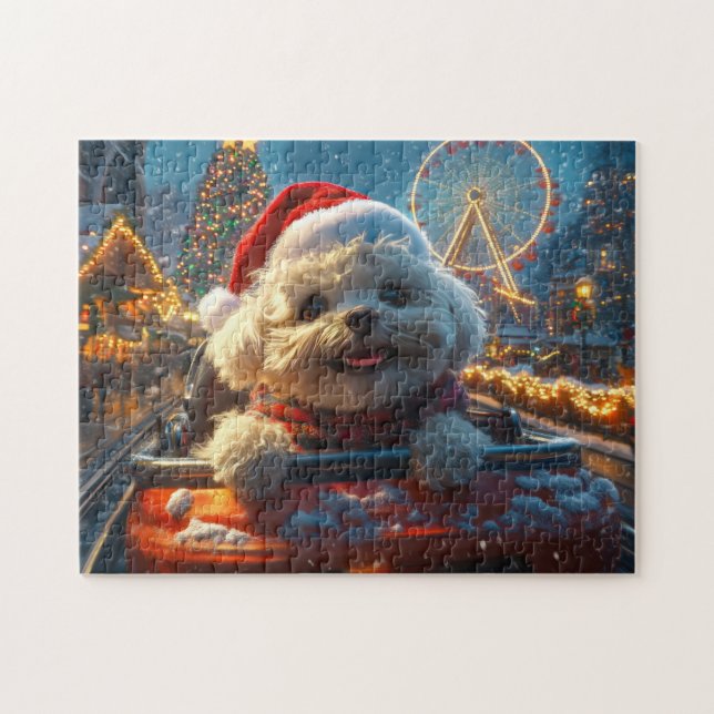 Puzzle Bichon Frise Dog Roller Navidades de Pascua (Horizontal)