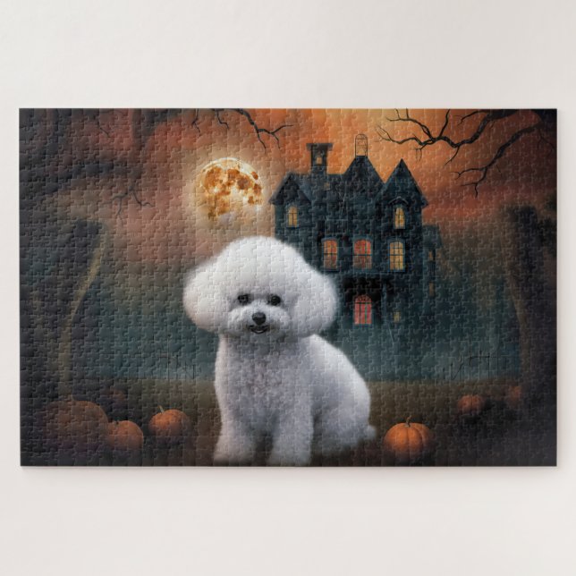 Puzzle Bichon Frise Halloween Scary (Horizontal)