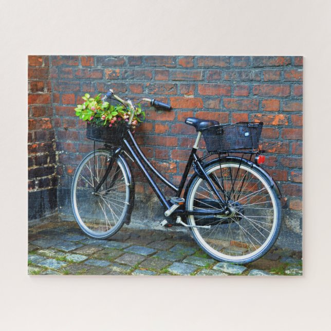 Puzzle Bicicleta con cesta de flores, Copenhague, Dinamar (Horizontal)