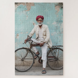 Puzzle Bicicleta de vintage tradicional de hombre de edad