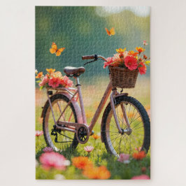 Puzzle Bicicleta entre flores silvestres