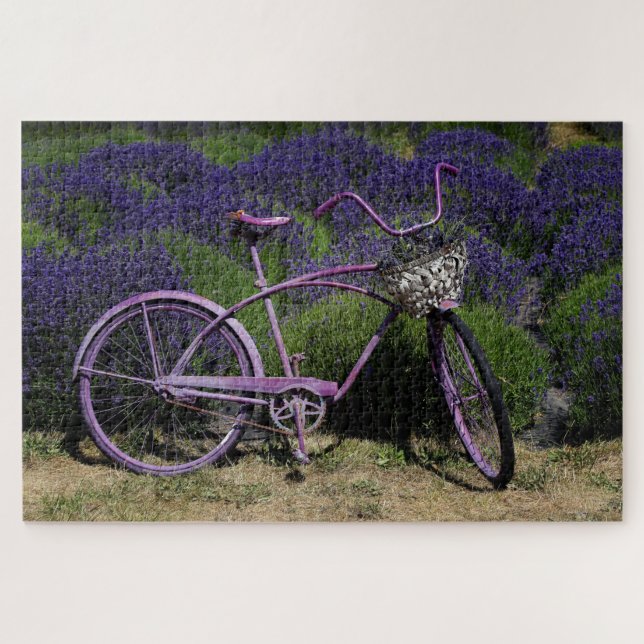 Puzzle Bicicleta púrpura| Campos de lavanda (Horizontal)