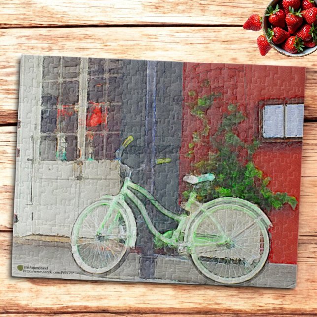 Puzzle Bicicleta Verde En Pinceles (Urban New Orleans scene puzzle)