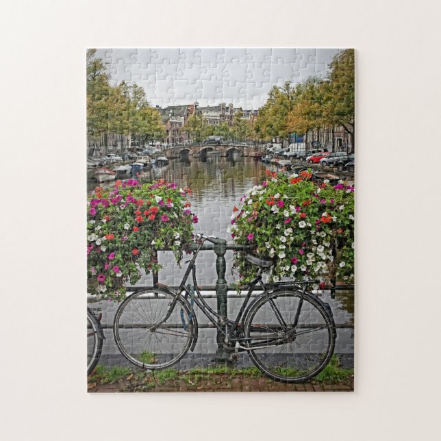 Puzzle Bicicletas y canales en Ámsterdam - 11x14 - 252 pc (Vertical)