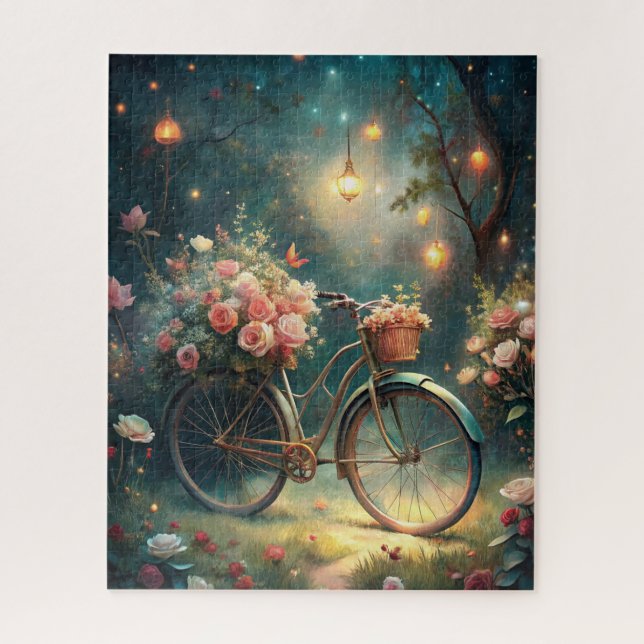 Puzzle Bicycle and Flowers (Vertical)