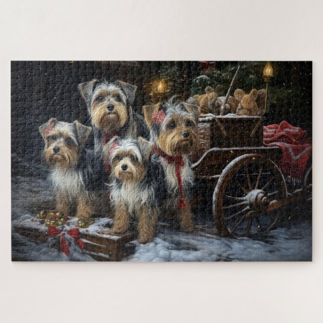 Puzzle Biewer Terrier Nevado Trineo Decoración de Navidad (Horizontal)