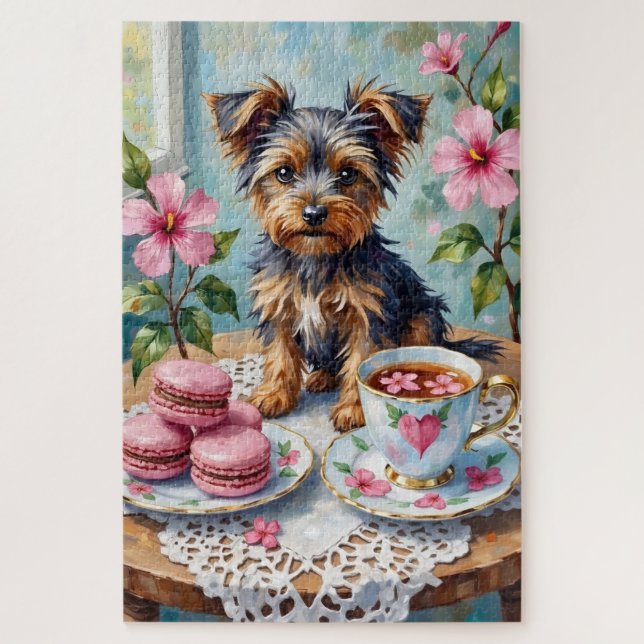 Puzzle Biewer Terrier Valentine's Day Heart Tea Party (Vertical)