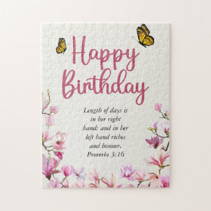 Puzzle Big Birday Mom Pink Floral Scriptural