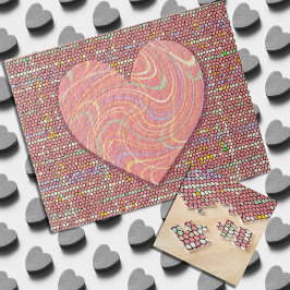Puzzle Big Swirls Heart on Confetti Style Background