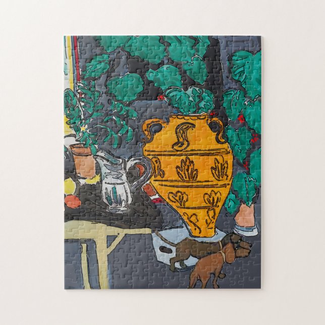 Puzzle Big Vase de flores Dos Dachshunds (Vertical)