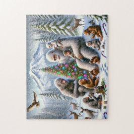 Puzzle Bigfoot Family Christmas by Mt. Rainier