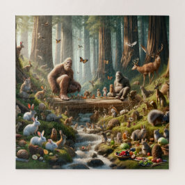 Puzzle Bigfoot Family Feast Gentle Giant Forest Scene