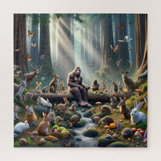 Puzzle Bigfoot's Forest Picnic Woodland Animals Nature (Vertical)