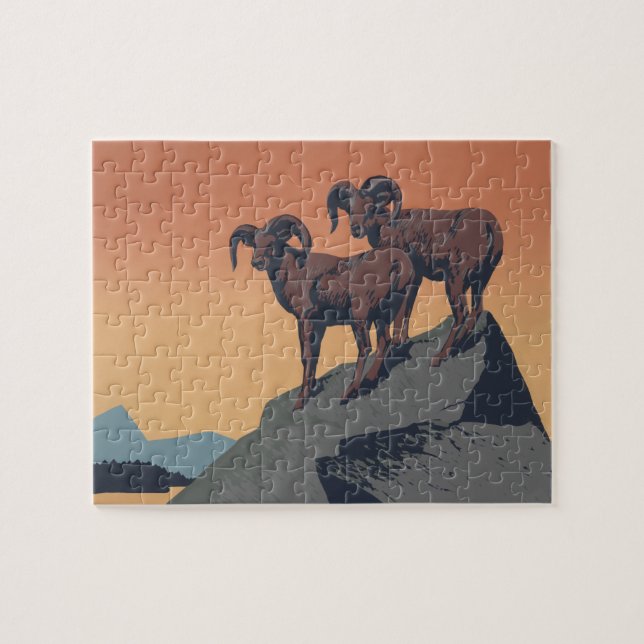 Puzzle Bighorn Oveja Estadounidense Vida Silvestre Occide (Horizontal)