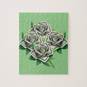 Puzzle billetes de cien dólares arte del origami rosas de