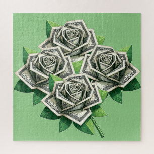 Puzzle billetes de cien dólares arte del origami rosas de