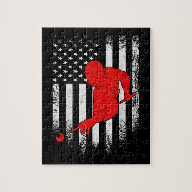 Puzzle Billiards Lover | Regalo de Bandera Americana Bill (Vertical)
