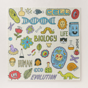Puzzle Biología dibujada a mano, ilustracion vintage