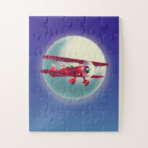Puzzle Biplano rojo vintage