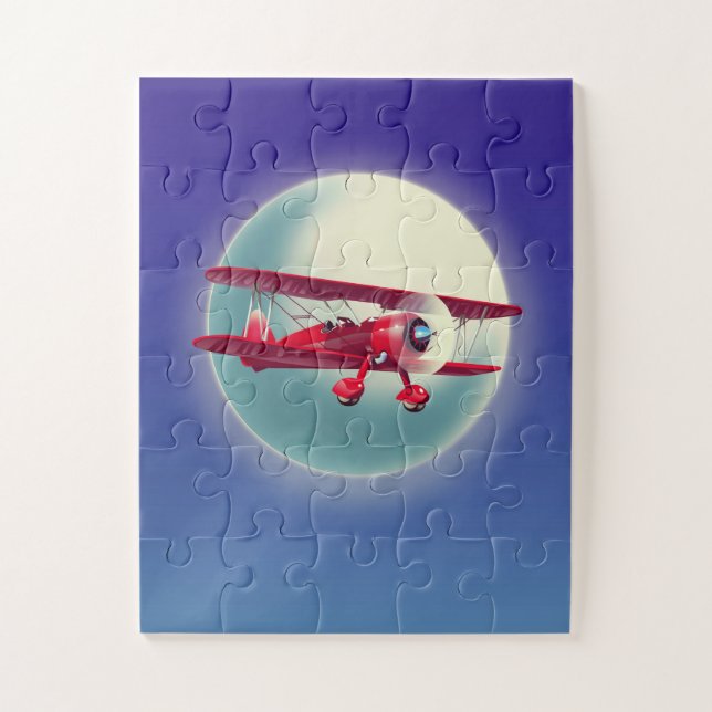 Puzzle Biplano rojo vintage (Vertical)