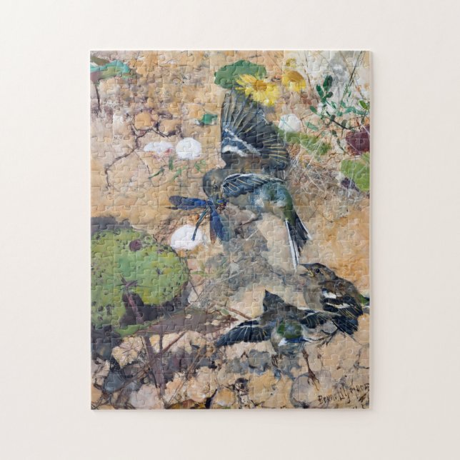 Puzzle Bird and Dragonfly, Bruno Liljefors (Vertical)