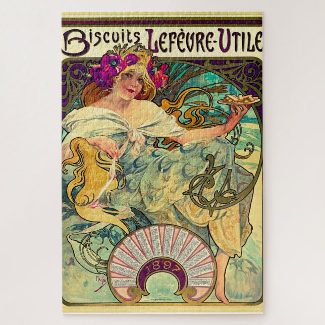 Puzzle Biscuits Lefevre-Utile de Alphonse Mucha (1896) (Vertical)