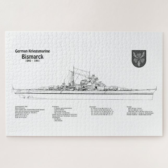 Puzzle Bismarck - Planes Blueprint de Battleship (Horizontal)