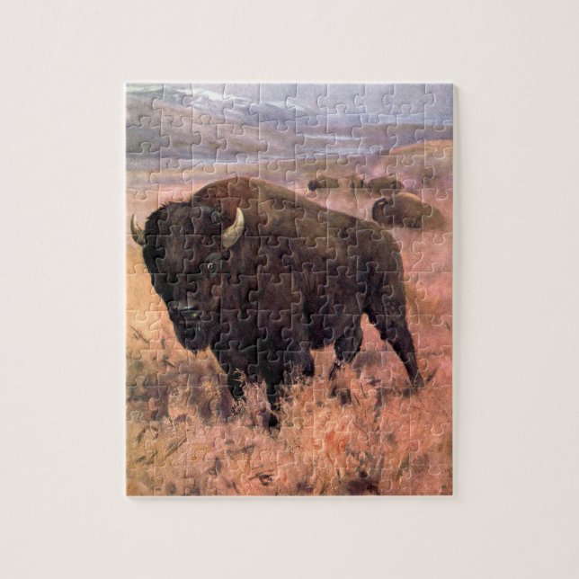 Puzzle Bison americano por CE Swan, animales de búfalo de (Vertical)
