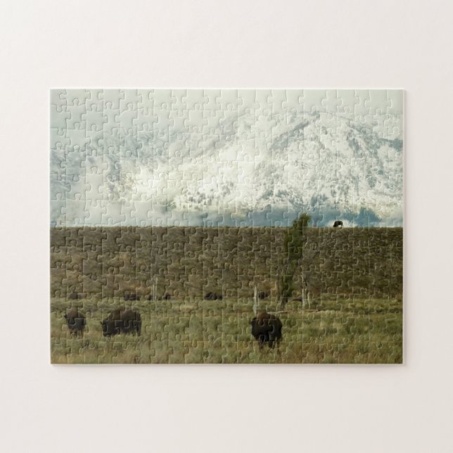 Puzzle Bison en la fotografía del parque nacional del Gra (Horizontal)