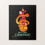 Puzzle Bitter Campari | Leonetto Cappiello<br><div class="desc">Bitter Campari (1921) | Leonetto Cappiello’s 1921 advertising poster for Bitter Campari showcases a playful and memorable design featuring a vibrant jester wrapped in a spiraling orange peel, holding a bottle of Campari. Set against a stark black background, the jester’s dynamic pose and the bold orange hues create a striking...</div>