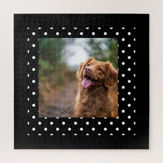 Puzzle Black and white polka dot Dog pic (Vertical)
