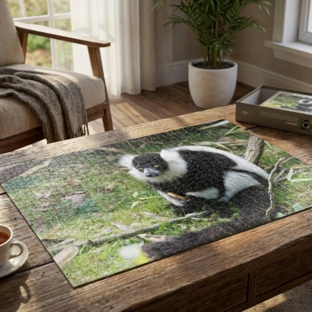 Puzzle Black and White Ruffed Lemur: Wildlife Photography (Subido por el creador)