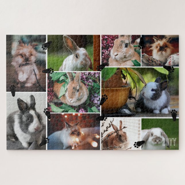 Puzzle Black Bunny Paws Add Year 10 Collage de fotos (Horizontal)