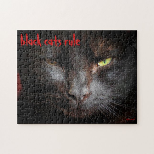 Puzzle Black Cats Rule or add your photo (Horizontal)