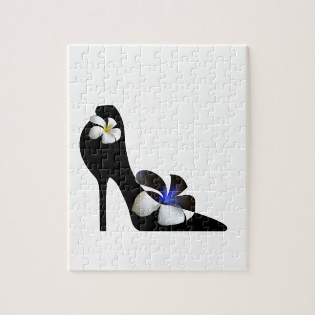 Puzzle Black elegant high-heeled shoes. Fantasy of high f (Vertical)