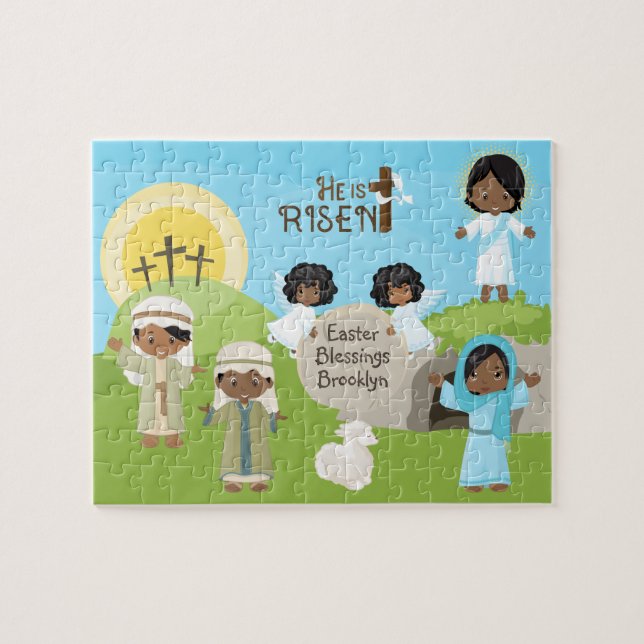 Puzzle Black He is Risen Easter (Horizontal)