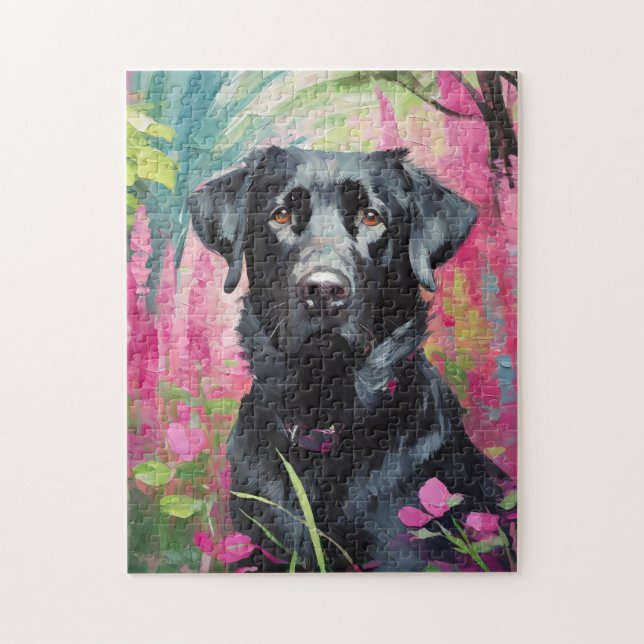 Puzzle Black Lab Retrato Arte Moderno (Vertical)