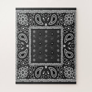 Puzzle Black Paisley Bandana Birthday Hip Hop Rap Scarf