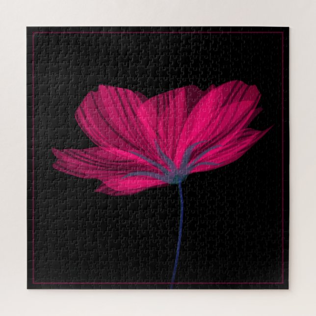 Puzzle Black & Pink Flower Classy Floral Art Challenging (Vertical)