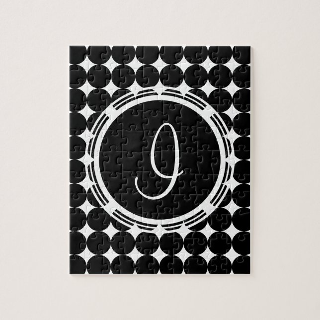 Puzzle Black Polka Dot Monogram (Vertical)