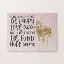 Puzzle Black Watercolor Inspirador Gold Unicorn