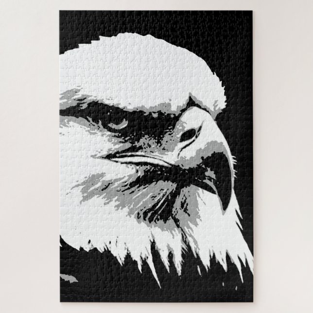 Puzzle Black White American Bald Eagle Pop Art (Vertical)