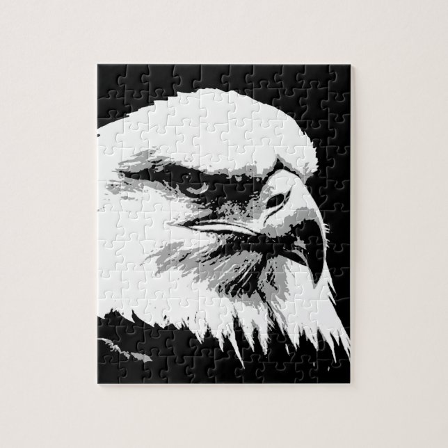 Puzzle Black White American Bald Eagle Pop Art (Vertical)